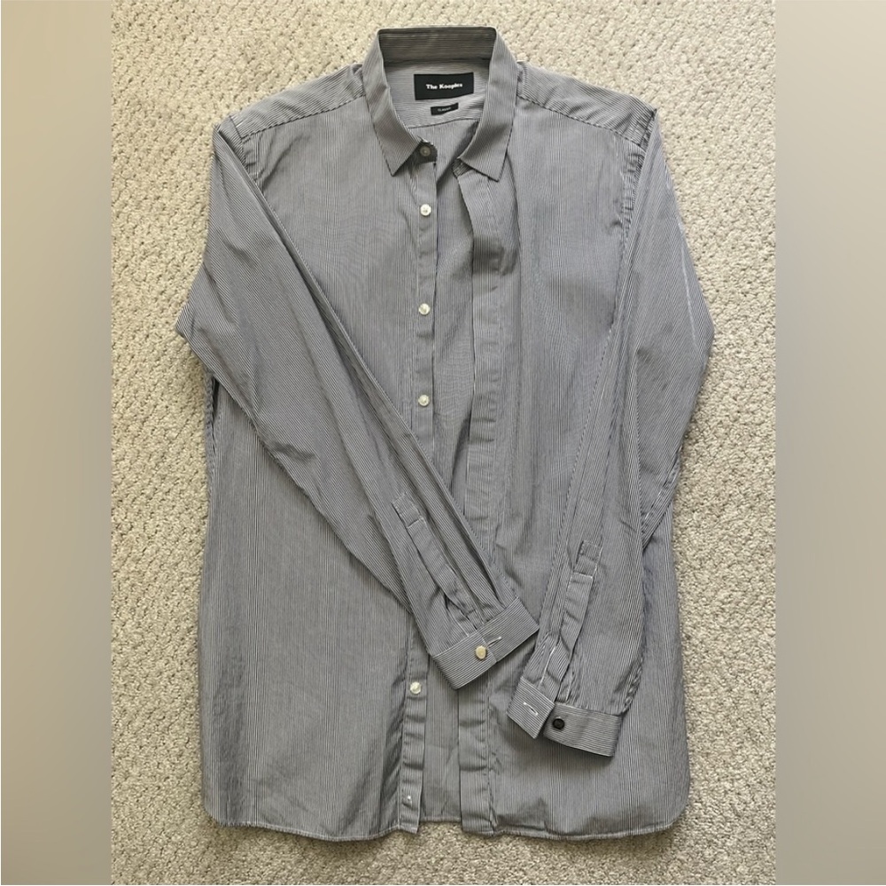 NWOT The Kooples Men’s Gray & White Micro-Striped Dress Shirt